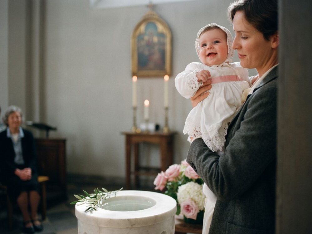 kompozycja kwiatowa na chrzciny  